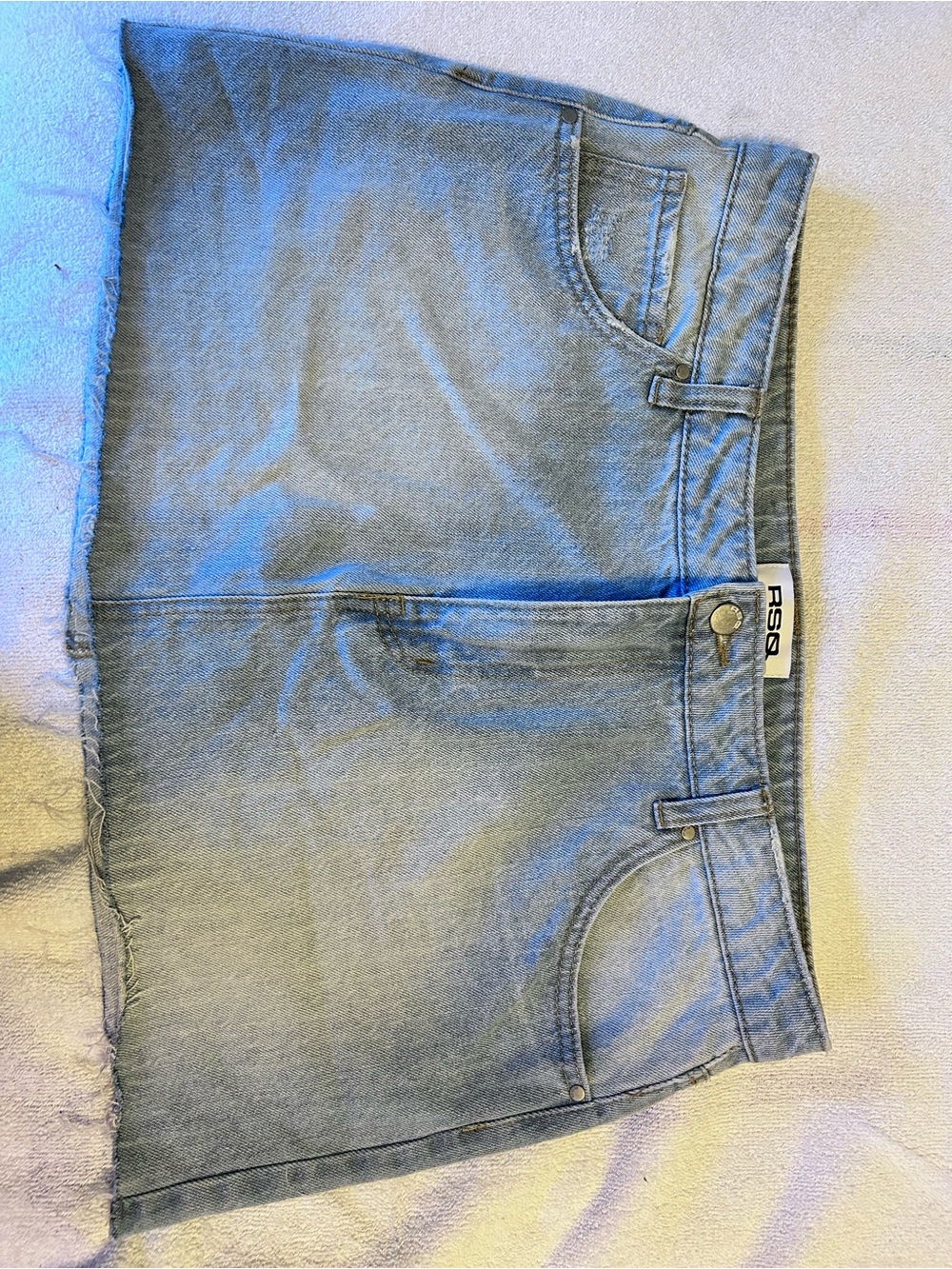 Pale Blue Denim Mini Skirt